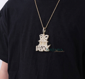 Colgante de Moissanita Chapado en Plata 925 y Oro 18k con Letra Temática, Estilo Hiphop, Joyería para Uso Diario Masculino - Product Image 1