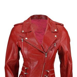 <b>Women</b> Genuine Leather Bomber <b>Jacket</b> Classic Biker Slim Fit <b>Zip</b>-<b>Up</b> Black Customized Logo Plain Dyed Silk Factory Price Wholesale - Product Image 6