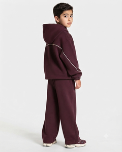 Sweat-shirt à capuche décontracté surdimensionné pour garçon, personnalisé, couleur marron contrasté, en molleton premium - Product Image 4