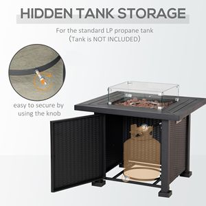 Tavolo con Braciere a Gas Propano da 50.000 BTU Certificato CSA, con Rocce Laviche e Protezione dal Vento - Product Image 5