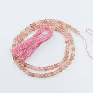 Perles de quartz fraise facettées en forme de rondelle, 4 pouces, pour la fabrication de bijoux, vente en gros - Product Image 1