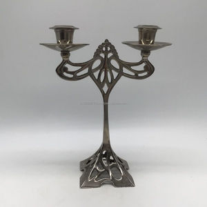 <b>Black</b> <b>polished</b> metal candelabra for home decor centerpiece and romantic dinner candlelight with classic design appeal - Product Image 1