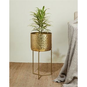 Jardinière moderne minimaliste en métal avec support, pot de fleurs sur pied pour intérieur, support de plantes en fer doré et noir pour la décoration de la maison - Product Image 4