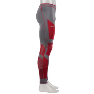 Amkoor <b>Men's</b> <b>Compression</b> Leggings Full Length Red Gray Quick Dry Spandex/Nylon Drawstring Elastic Waist Sport <b>Tights</b> - Product Image 4