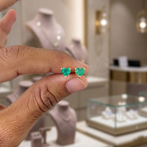 Green Onyx Heart <b>Stud</b> <b>Earrings</b> 5mm Gold Prong Set <b>Earrings</b> Green Gemstone Heart <b>Studs</b> Tiny Heart <b>Earrings</b> Dainty Jewelry - Product Image 5