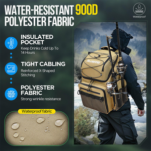 45L Waterproof Fishing Backpack Two Layer Polyester Rod Holder <b>Cooler</b> Bag Outdoor Camping Hiking <b>Pack</b> - Product Image 6