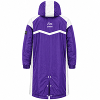 Chaqueta Larga Impermeable Unisex de Poliéster con Capucha y Bloques de Color para Natación, Entrenamiento, Salvavidas y Surf en Clima Frío - Marca Privada