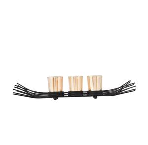 Support à bougies moderne en acier noir avec trois supports en verre dorés pour la décoration de la maison - Product Image 4