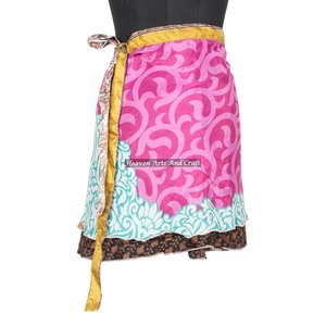 Magic Medium 21" Wrap Mini <b>Skirt</b> Reversible Silk Wrap Mini <b>Skirt</b> Halter Short Sari Wrap <b>Skirt</b> Trendy Boho <b>Gypsy</b> Beach Cover Sari - Product Image 1