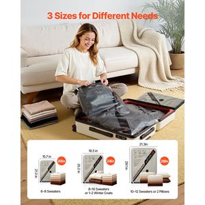 Bolsas de Almacenamiento al Vacío, Paquete de 16, Ahorro de Espacio para Ropa, con Bomba y Cable de Carga, Cierre Doble, Plástico PA Grueso, para Viajes - Product Image 2