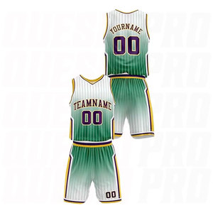 Nouvel ensemble de basket-ball dégradé violet-vert, maillots et shorts de basket-ball de haute qualité à séchage rapide, prix de gros - Product Image 2
