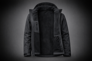 Veste Softshell Minimaliste à Capuche, Fermeture Éclair Asymétrique, Résistante à l'Eau, Coupe-Vent, Vêtement d'Extérieur Moderne - Product Image 2