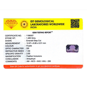 พลอยแอมะทิสต์ธรรมชาติ 7.4 กะรัต ทรงเหลี่ยมมรกต สำหรับเครื่องประดับชั้นดี - Product Image 4
