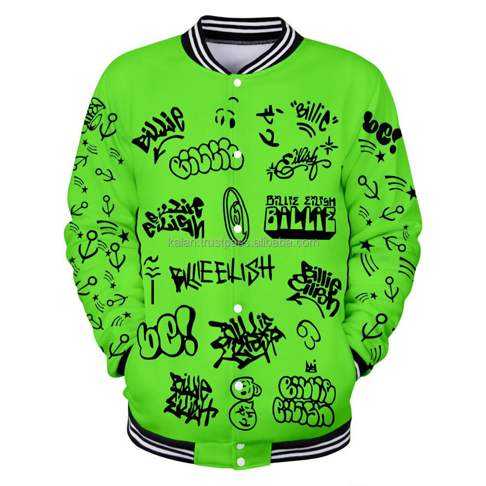 Custom Varsity Jacket K-VJ-140 Neon Green Black Artwork