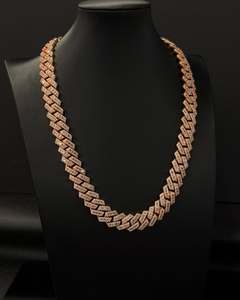 Cadena Cubana de Plata 925 con Moissanita, Chapada en Oro Rosa y Rodio, Estilo Hip Hop Iced Out, Pasa Prueba de Diamantes, Lujo para Boda y Compromiso - Product Image 5