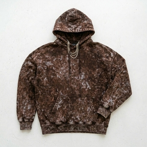 Sweat à capuche surdimensionné personnalisé pour homme en coton French Terry, style streetwear décontracté, imprimé lettres noires, poche avant - Product Image 5