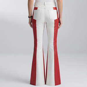 Custom Women Leather Flare <b>Leggings</b> Premium Women Leather <b>Flared</b> Pants Female Leather Flare Trouser With Pockets - Product Image 2