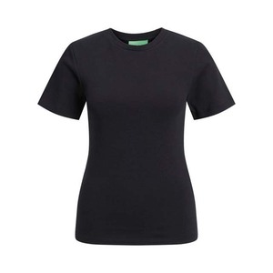 เสื้อยืดแขนสั้นคอกลมสีดำสำหรับผู้หญิง ทรงปกติ สีพื้น ผ้าเจอร์ซีย์ถัก สวมใส่ได้ทุกฤดูกาล - Product Image 1