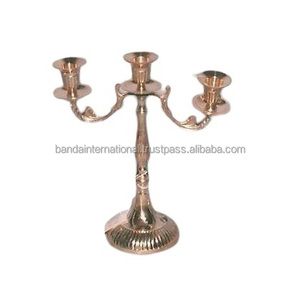 High Quality <b>Brass</b> Three Light Candle Taper Holder With Gold Finish For Home Decor Office Decor And For Christmas - Product Image 1