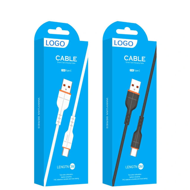 Custom Design Plastic USB Cable Packaging Box With Paper Card Insert Data Line Boxes