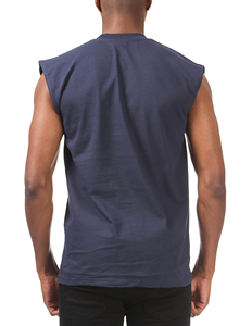 Men's <b>Black</b> Sleeveless O-Neck <b>Tank</b> <b>Top</b> Solid Color Casual Wear Knitted Cotton Material - Product Image 6