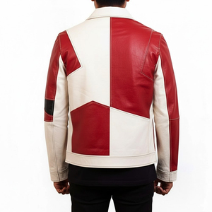 Veste d'hiver pour homme en cuir véritable de haute qualité, col montant, respirante, coupe-vent, color block, personnalisable - Product Image 2