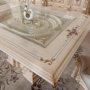 Luxury Neoclassical Style Dining Room Furniture Set Mahogany Wood Rectangular Dining Table Elegant Carved with <b>Buffet</b> <b>Cabinet</b> - Product Image 5