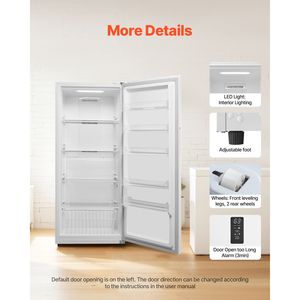 Congelatore Verticale No-Frost da 20,2 Piedi Cubi con Allarme di Controllo Temperatura, Frigorifero Convertibile - Product Image 5