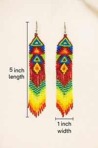 ต่างหูขอบลูกปัดสีรุ้งแบบชาวอเมริกันพื้นเมืองเครื่องประดับทำด้วยมือสไตล์โบโฮสำหรับงานแต่งงานครบรอบ - Product Image 2