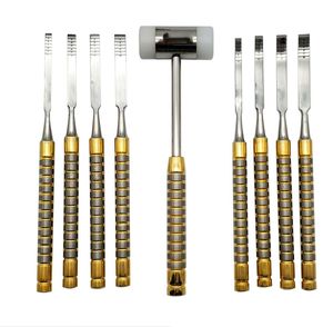 Juego de 9 Cinceles para Hueso de Acero Inoxidable Color Dorado DETAIN IMPEX, Clase I, con Martillo Manual, Certificación CE, para Partir Hueso y Uso Dental - Product Image 3