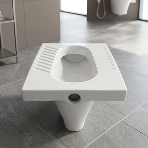 Modern <b>Ceramic</b> Washdown Squatting <b>Pan</b> Toilet WC Floor Mount Sanitary Ware For Urban Metro Bus Bathroom Installation - Product Image 4