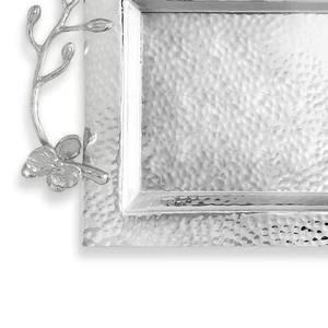 Bandeja de lujo rectangular de plata forjada con efecto martillado, con asas florales de orquídea, para servicio en hoteles y restaurantes, vajilla. - Product Image 4