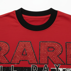 T-shirt rouge pour homme à col rond et manches courtes, coupe ample, tricoté 100% coton, style décontracté, motif lettres, Seamrewear - Product Image 6