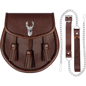 Sacoche de kilt écossais sur mesure en cuir véritable, pochette traditionnelle celtique décorative en cuir gaufré, vente en gros OEM - Product Image 3