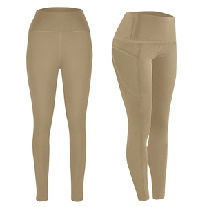 Leggings térmicos sin costuras con forro polar de cintura alta para invierno, color caqui, leggings térmicos para clima frío para actividades al aire libre. - Product Image 3