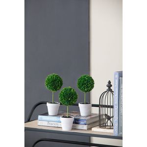 Set di 3 Mini Topiari Artificiali D3.5x9.5 in Vaso Color Crema, Decorazione Creativa e Originale per la Casa - Product Image 1