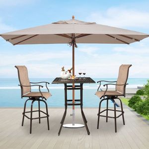 All Weather Cast Aluminium Square Bar Bistro <b>Table</b> 2' Umbrella Hole Outdoor <b>Tall</b> Patio Bar Height <b>Table</b> for Porch Garden Patio - Product Image 4
