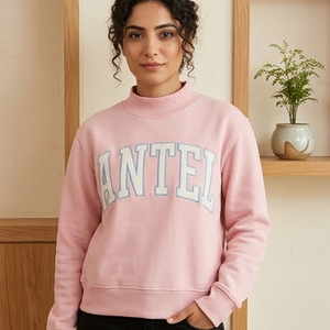 Antel Women's <b>Red</b> Turtleneck Sweatshirt Full Sleeve <b>Gingham</b> Embroidered Logo For College University Student Organizations - Product Image 2