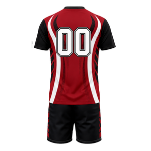 Ensemble de maillot et short de volley-ball noir, blanc et rouge, sublimé, manches longues, tenue de sport pour équipe, vêtements de compétition - Product Image 3