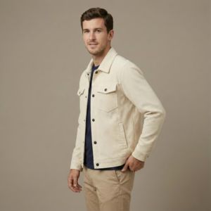 เสื้อแจ็คเก็ตผ้าลูกฟูกสำหรับผู้ชาย เสื้อแจ็คเก็ตเชิ้ตติดกระดุมลำลองทรงเข้ารูป - Product Image 6