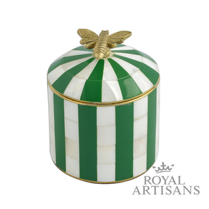 Boîte à bijoux ronde moderne en acier inoxydable de luxe, fabriquée à la main, avec couvercle, poignée en forme d'abeille, conservation de la fraîcheur, artisans royaux - Product Image 2