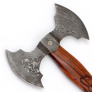 Damascus Steel Double Head <b>Axe</b> Hand Crafted Outdoor Tool Designed For <b>Camping</b> And Field Use Damascus Steel Double Head <b>Axe</b> - Product Image 4