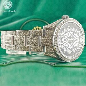 Montre de luxe pour homme Charm_Jewells, boîtier en acier inoxydable de 40 mm, incrustée de diamants, mouvement mécanique analogique, cadran en cristal saphir - Product Image 2