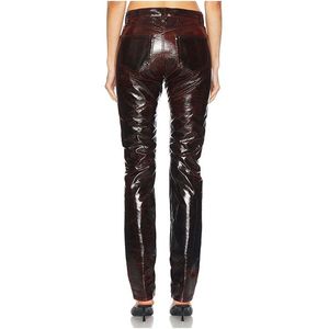 Services OEM – Pantalon décontracté en cuir pour femme, taille mi-haute, style streetwear, en toile, avec design tendance - Product Image 3