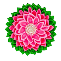 Bros Bunga Berlapis Perak Stainless Steel Hijau Pink dengan Mutiara dan Rhinestone di Tengah, Pin Kerah Elegan, Aksesori Fashion untuk Wanita