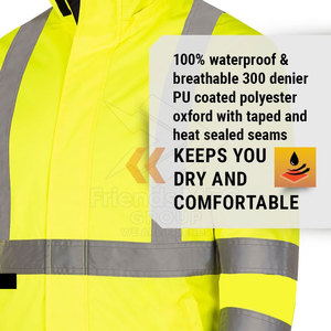 เสื้อแจ็คเก็ตผ้าทนทานแบบสะท้อนแสงพร้อมแถบสะท้อนแสง กระเป๋าใช้งานได้จริงสำหรับงานก่อสร้าง มาตรฐาน ANSI Class 1 เป็นมิตรกับสิ่งแวดล้อม น้ำหนักเบา มีโลโก้ - Product Image 3