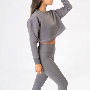 Sweat à capuche d'entraînement de gymnastique en éponge 100% coton personnalisé OEM pull respirant sweat à col rond pour femmes capuche d'hiver durable - Product Image 5