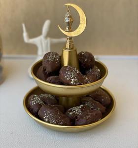 Bol à dattes en métal finition argentée de luxe avec couvercle – Élégant récipient de rangement pour fruits secs (dattes, amandes, noix de cajou) – Idéal pour les fêtes - Product Image 4