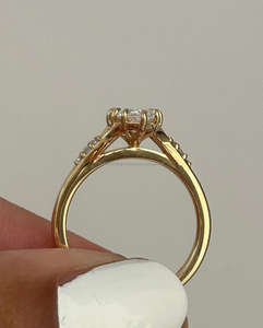 Bague de fiançailles/mariage vintage en or jaune 14 carats avec diamant de culture IGI/GIA, or blanc fin unisexe, pour anniversaire, digne d'une fête - Product Image 3