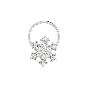 AJRETAIL 0.1 Carat Natural Diamond Flower Ethnic <b>Nose</b> Pin 14K <b>Gold</b> HI Color VS-SI Clarity Fine Women's Piercing Jewelry - Product Image 3